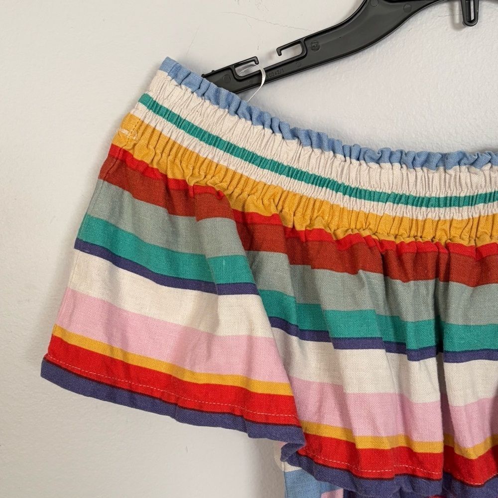 4Our Dreamers Anthropologie Women’s Multicolor Off the Shoulder Striped Dress XS - Picture 9 of 16